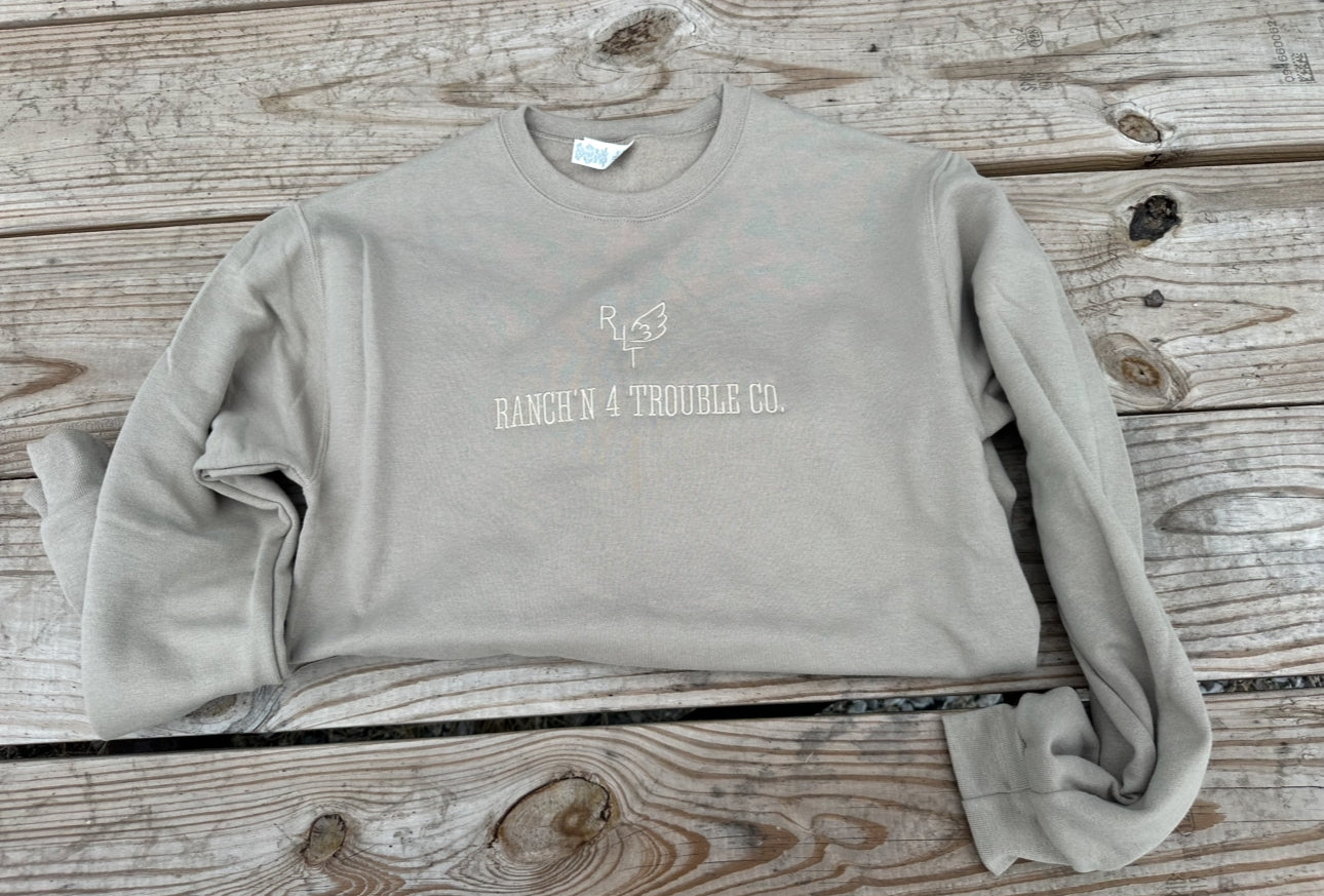 R4T Logo Crewneck Sweatshirt - Khaki Embroidered