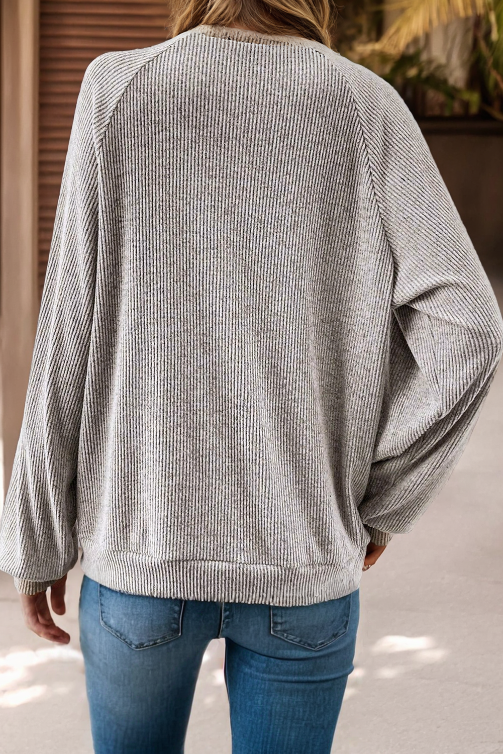 Ribbed Loose Fit Sweatshirt: Jet Stream