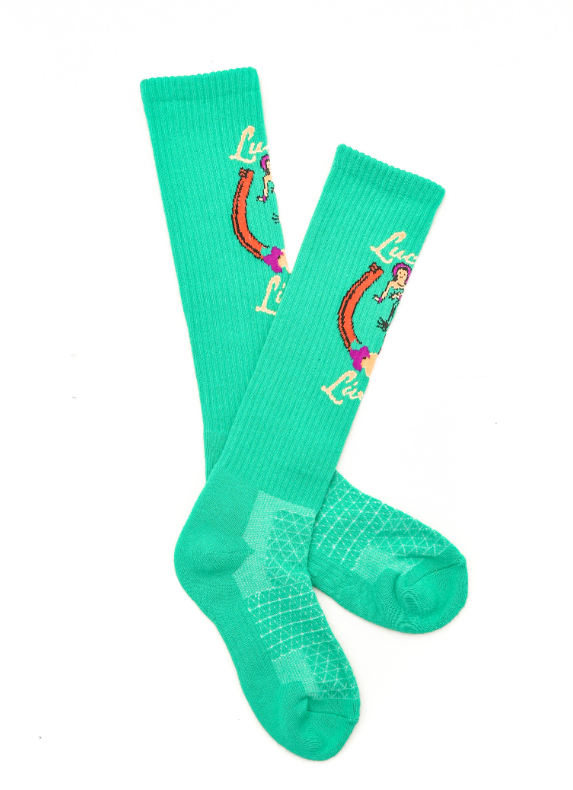 Lucky Living Island Cowgirl Turquiose Performance Socks