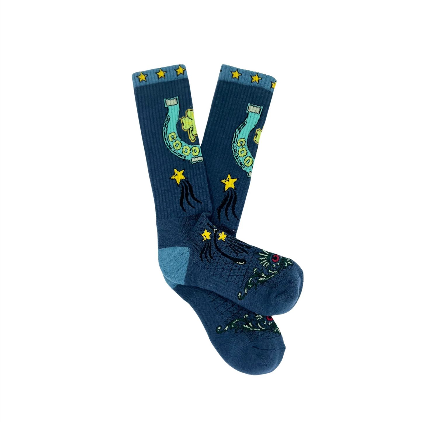 Fringe Lucky Horseshoe Blue Performance Socks