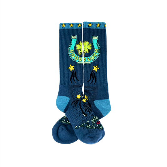 Fringe Lucky Horseshoe Blue Performance Socks