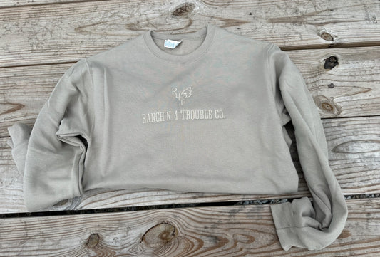 R4T Logo Crewneck Sweatshirt - Khaki Embroidered