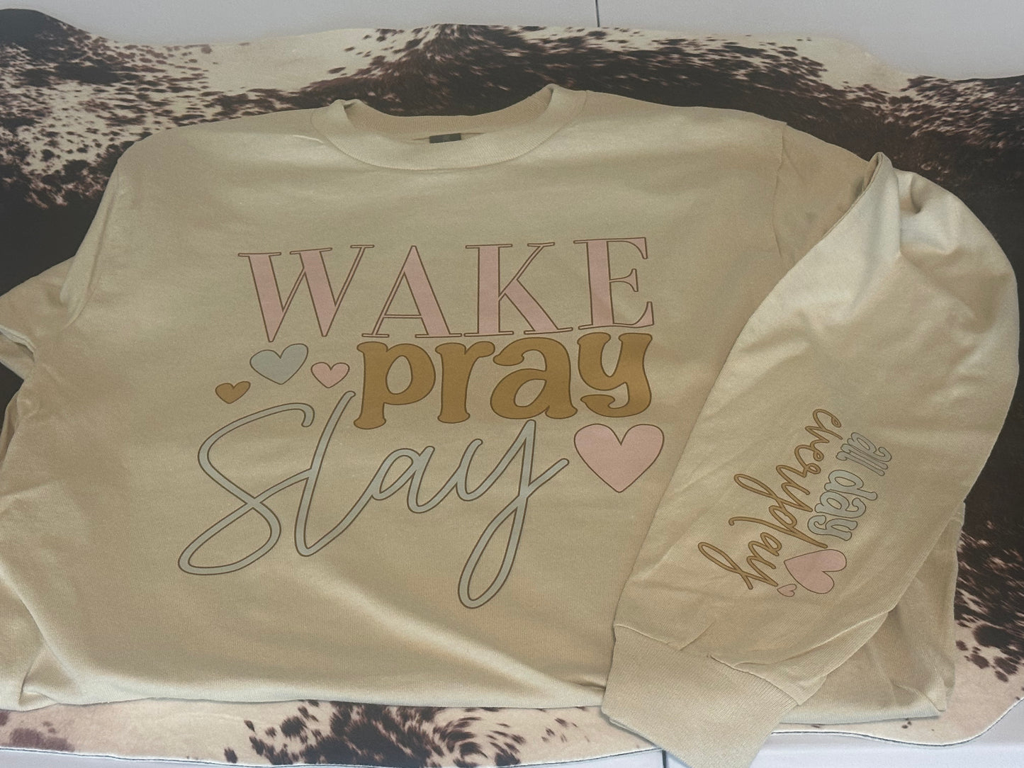 Wake Pray Slay Long Sleeve - Sand