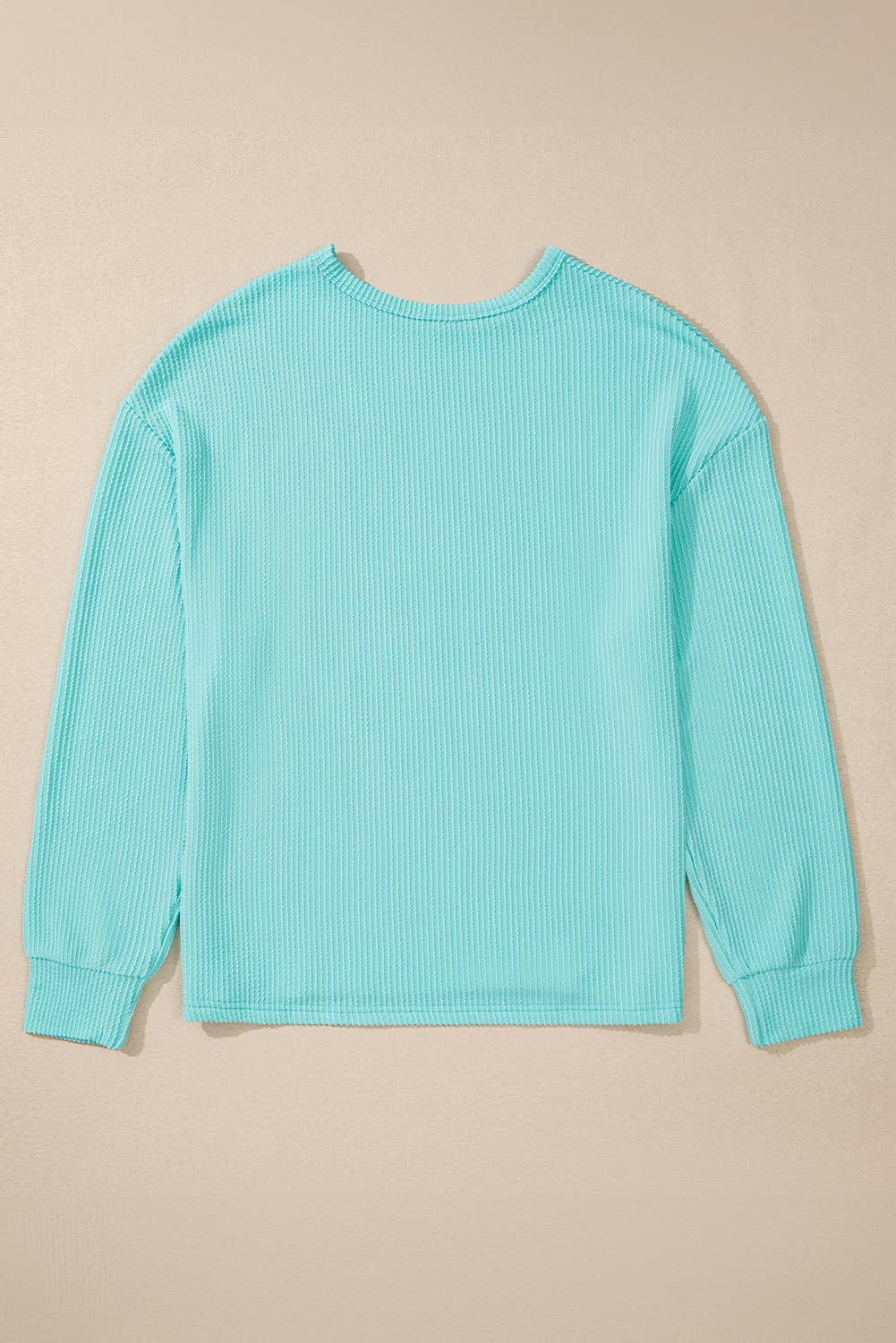 Corded Casual Round Neck Long Sleeve Top